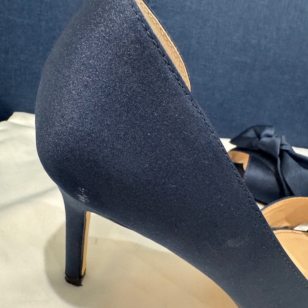 Nina Forbes2 Navy Satin Shoes Sz 7 - Picture 6 of 6
